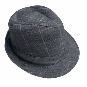 Marc Anthony Grey Plaid Kids Fedora Hat